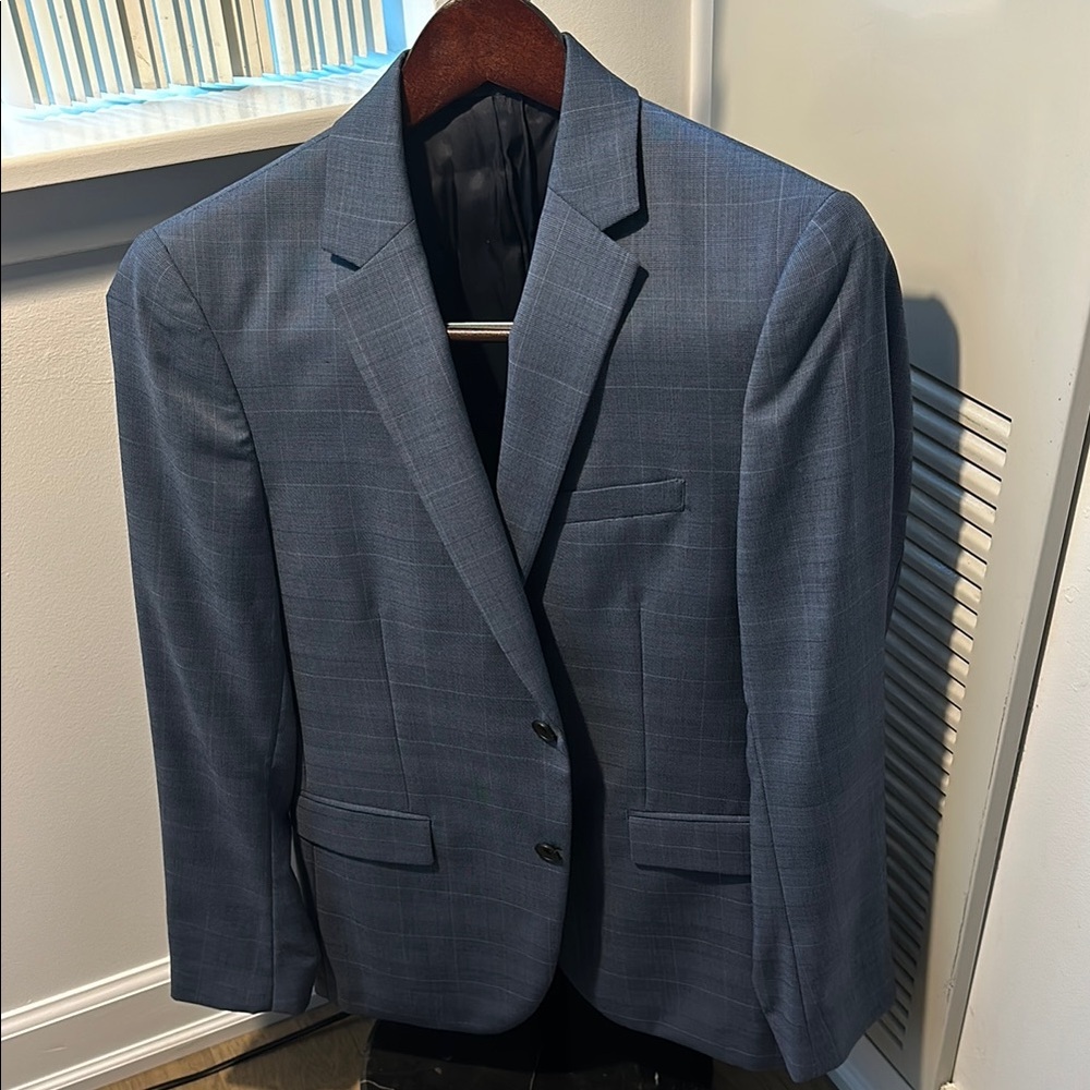 Theory Classic Navy Checkered Blazer